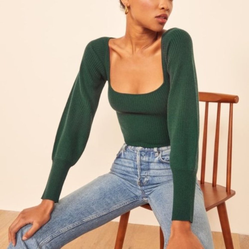 Reformation Green Isabel Sweater